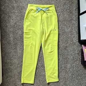 Figs yola high waisted scrub pants citrine